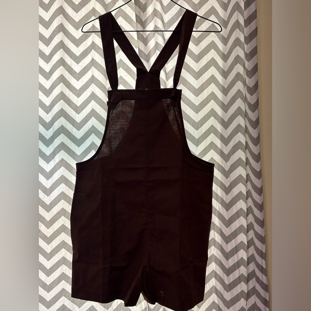Zenana Outfitters Brown Utility Overalls Shorts